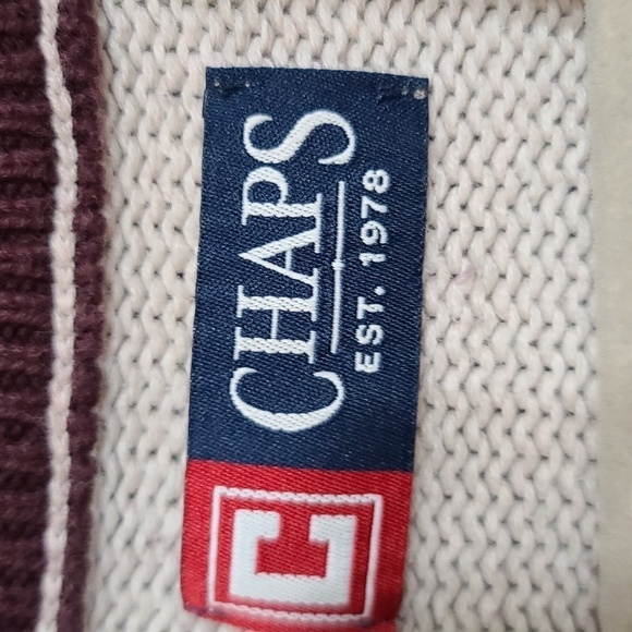 CHAPS Mens Sweater Mock Neck 1/4 Zip Chocolate Brown?/Oatmeal Sz XL EUC - Picture 4 of 9